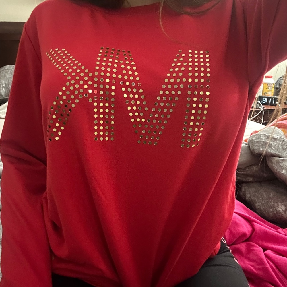 Michael Kors Red Blouse with Gold Accents